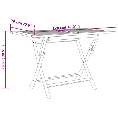 vidaXL Sklopivi vrtni stol sivi 120 x 70 x 75 cm od masivne tikovine