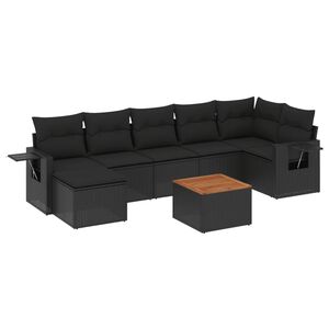 vidaXL 8-dijelni set vrtnih sofa od poliratana s jastucima crni
