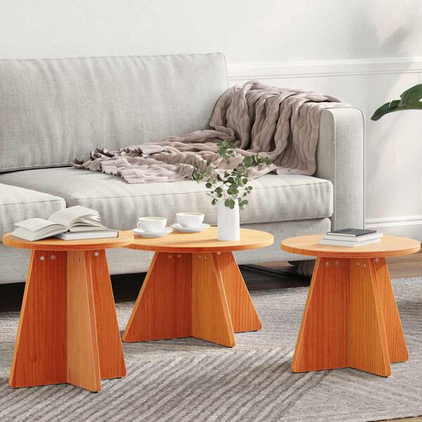 vidaXL Kava Stol 3 pcs Vosak smeđa