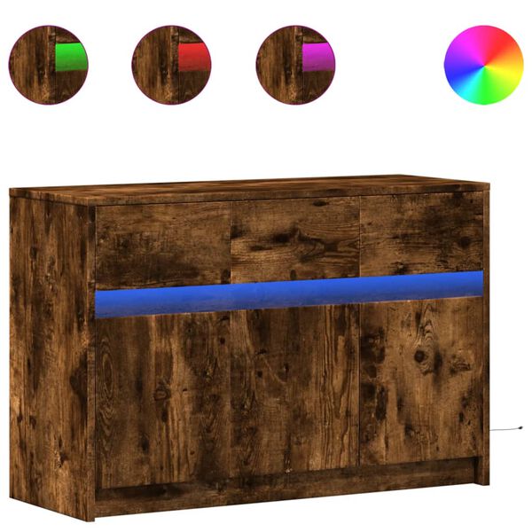 vidaXL TV ormarić s LED svjetlima boja hrasta 91x34x61 cm drveni