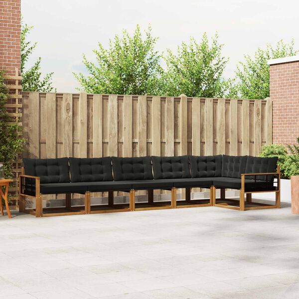 vidaXL Set vanjskih sofa s jastukom 6 pcs Prirodna i crna