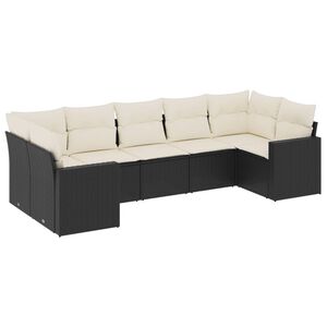 vidaXL 7-dijelni set vrtnih sofa od poliratana s jastucima crni