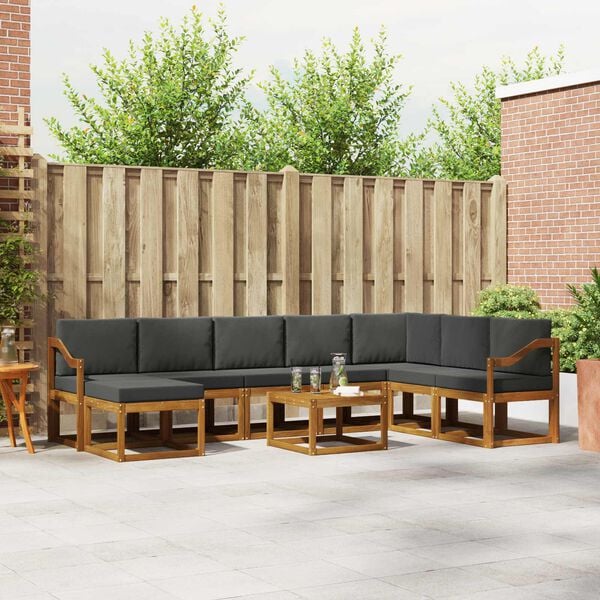 vidaXL Set vanjskih sofa s jastukom 9 pcs Prirodna i antracit