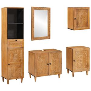 vidaXL Set namje&scaron;taja za kupaonicu Zidne 5 pcs Smeđa Konstruirano drvo