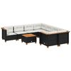 vidaXL 9-dijelni set vrtnih sofa s jastucima crni od poliratana