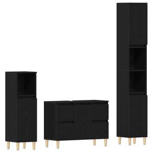 vidaXL Set namje&scaron;taja za kupaonicu Zidne s pohranom 3 pcs Crni hrast