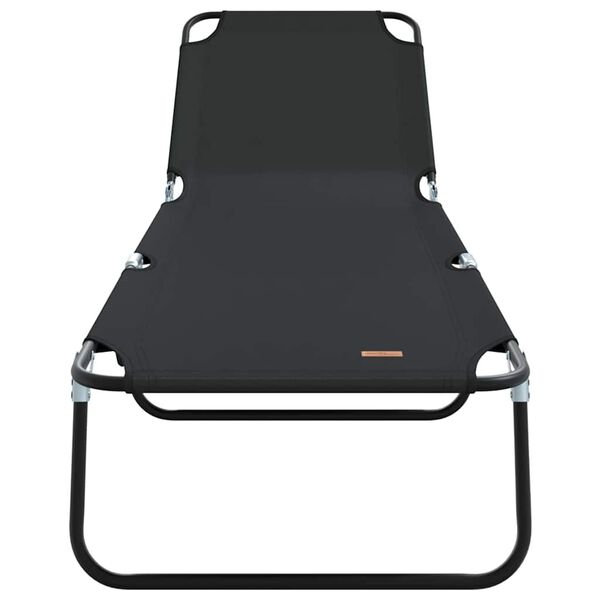 vidaXL Sklopiva ležaljka za sunčanje Crna 188 x 57 x 86,5 cm Poliester