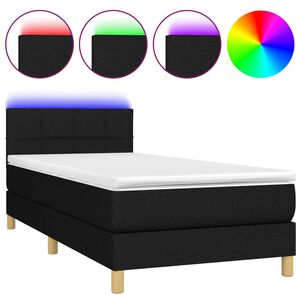 vidaXL Krevet box spring s madracem LED crni 80 x 200 cm od tkanine