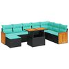 vidaXL 11-dijelni set vrtnih sofa poliratan i bagrem s jastucima crni