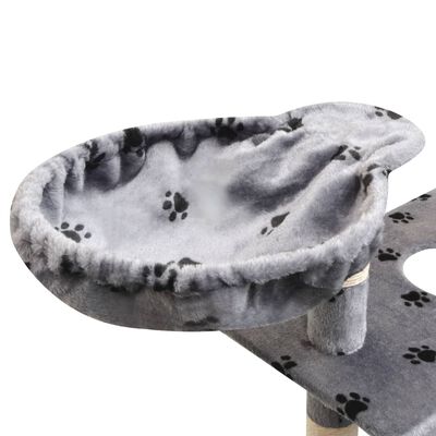 vidaXL Penjalica Grebalica za Mačke sa Stupovima od Sisala 150 cm Siva s Otiskom Šapa