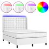 vidaXL Krevet box spring s madracem LED bijeli 140x200 cm umjetna koža