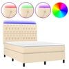 vidaXL Krevet box spring s madracem LED krem 140x190 cm od tkanine