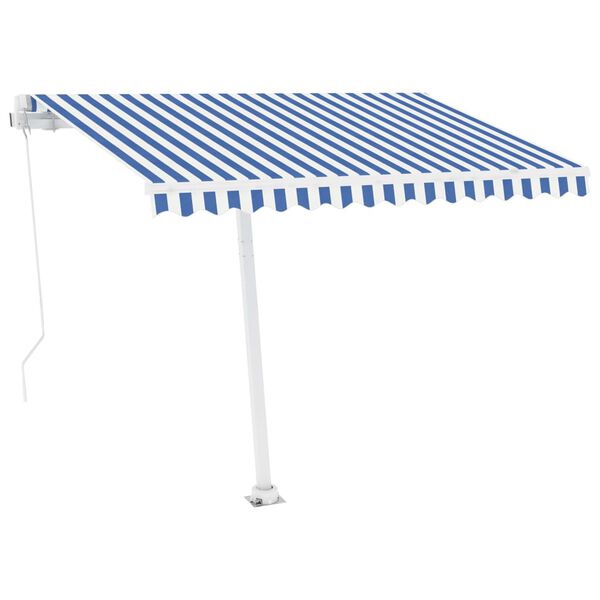 vidaXL Tenda na ručno uvlačenje LED 350 x 250 cm plavo-bijela