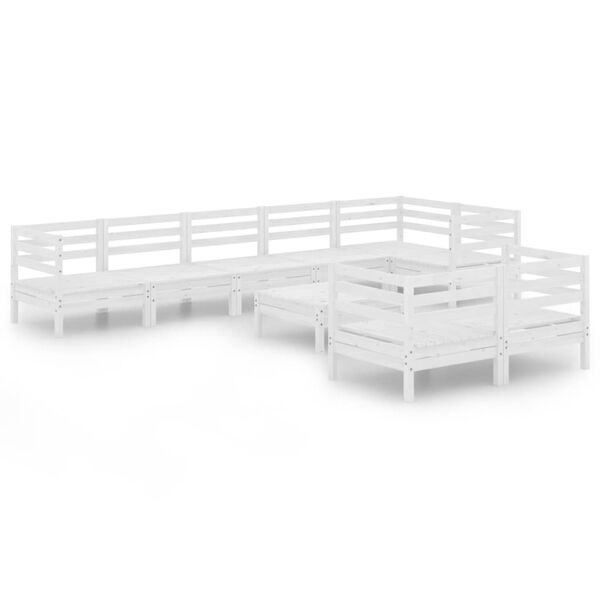 vidaXL 9-dijelna vrtna garnitura od masivne borovine bijela