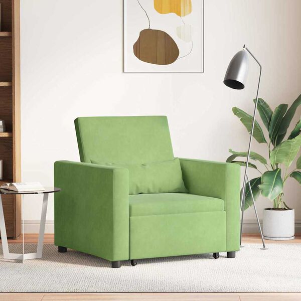 vidaXL Sofa na razvlačenje Singl Svijetlo zelena 90 x 165 x 87 cm