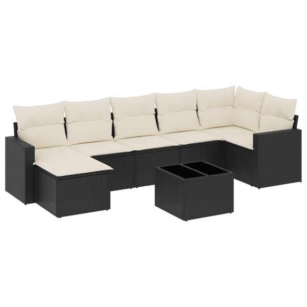 vidaXL 8-dijelni set vrtnih sofa od poliratana s jastucima crni