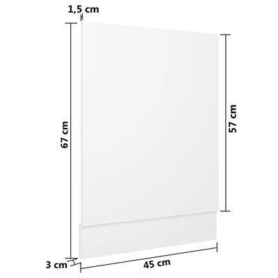vidaXL Ploča za perilicu posuđa bijela 45 x 3 x 67 cm od iverice