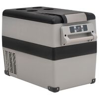 vidaXL Prijenosni hladnjak s ručkom crno-sivi 35 L PP i PE