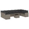vidaXL 11-dijelni set vrtnih sofa od poliratana s jastucima sivi