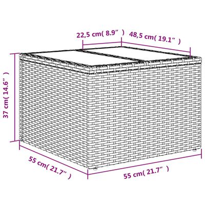 vidaXL Vrtni stol sa staklenom pločom sivi 55x55x37 cm od poliratana
