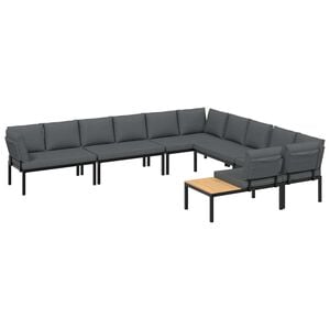 vidaXL 6-dijelni set vrtnih sofa s jastucima crni aluminijski