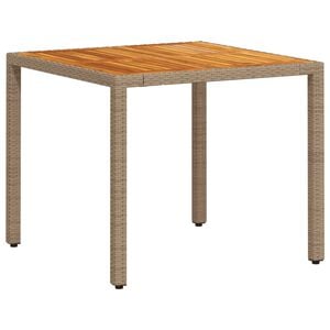 vidaXL Vrtni stol bež 90 x 90 x 75 cm od poliratana i bagremovog drva