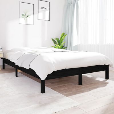 vidaXL Okvir za krevet crni 120 x 200 cm od masivne borovine