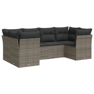 vidaXL 6-dijelni set vrtnih sofa od poliratana s jastucima sivi