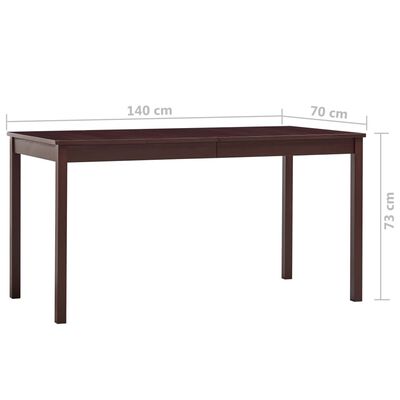 vidaXL Blagavaonski stol tamnosmeđi 140 x 70 x 73 cm od borovine