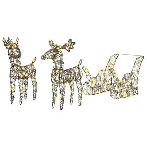 vidaXL Reindeer vuče saonice Topla bijela 52.5 x 28 x 32.5 cm Ratan