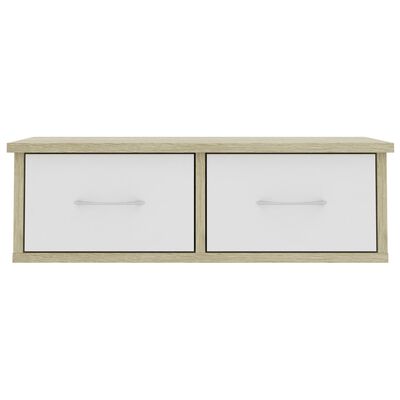 vidaXL Zidna polica s ladicama bijela i hrast 60 x 26 x 18,5 cm drvena