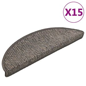 vidaXL Samoljepljivi otirači za stepenice 15 kom 56x17x3 cm sivi/bež