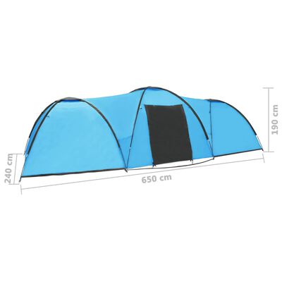 vidaXL Iglu šator za kampiranje 650 x 240 x 190 cm za 8 osoba plavi