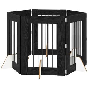 vidaXL Vrata za pse s postoljem 6 pcs Crni hrast 60 x 80 cm