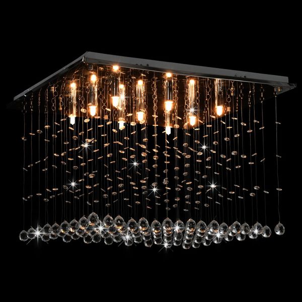 vidaXL Stropna svjetiljka s kristalnim perlama srebrna kockasta G9