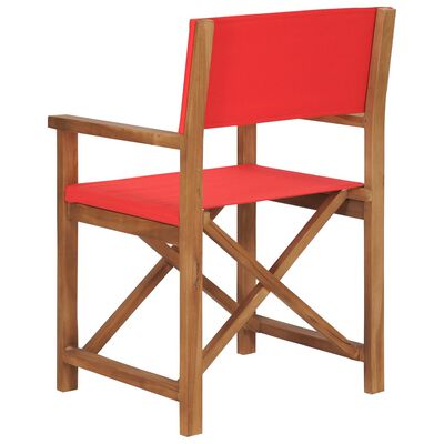 vidaXL Redateljska stolica od masivne tikovine crvena