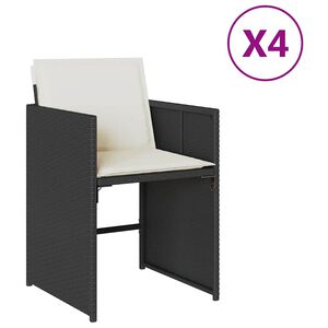 vidaXL Vrtne stolice s jastucima 4 kom crne od poliratana