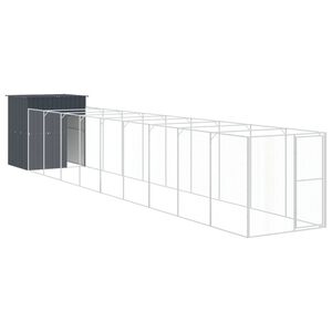 vidaXL Kućica za pse s igrali&scaron;tem antracit 165 x 1067 x 181 cm čelična