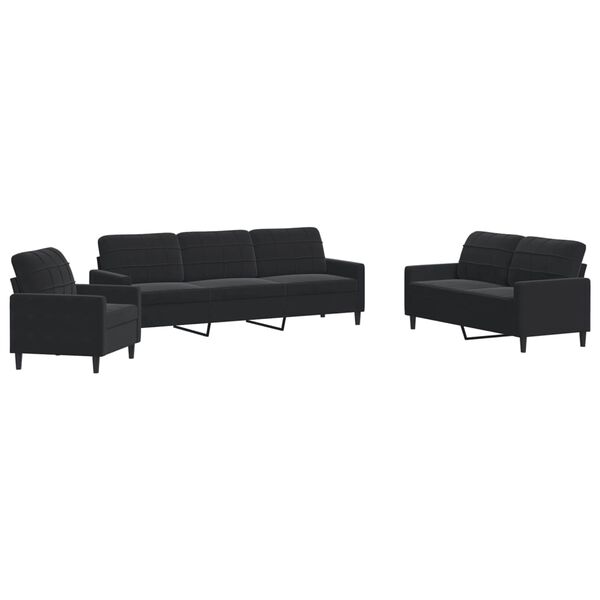 vidaXL 4-dijelni set sofa s jastucima crni baršunasti