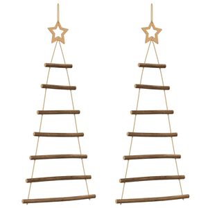 vidaXL Viseća božićna drvca s vrhom zvijezda 2 kom 42 x 90 cm prirodne grane