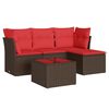 vidaXL 5-dijelni set vrtnih sofa s jastucima poliratan smeđi