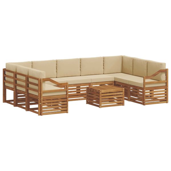 vidaXL Setovi sofa 10 pcs Prirodna i bež Čvrsto drvo akacije
