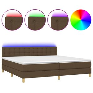 vidaXL Krevet box spring s madracem LED tamnosmeđi 200x200 cm tkanina