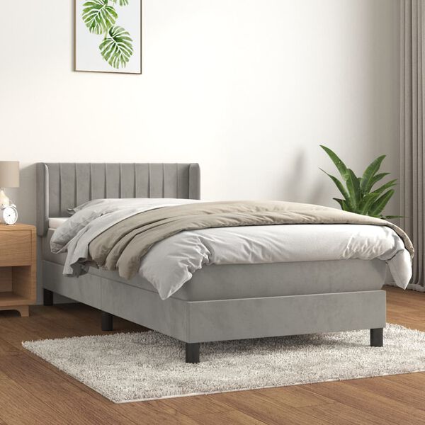 vidaXL Box spring krevet s madracem svjetlosivi 90x190 cm bar&scaron;unasti