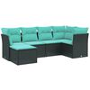 vidaXL 6-dijelni set vrtnih sofa s jastucima crni od poliratana