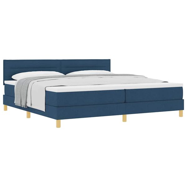 vidaXL Boxspring krevet s madracem Plava 200 x 200 cm tkanina