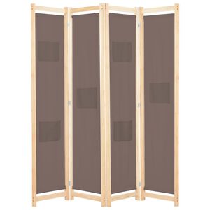 vidaXL Sobna pregrada s 4 panela od tkanine 160 x 170 x 4 cm smeđa