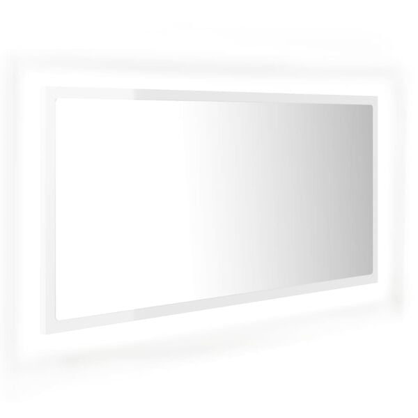 vidaXL LED kupaonsko ogledalo visoki sjaj bijelo 90x8,5x37 cm akrilno