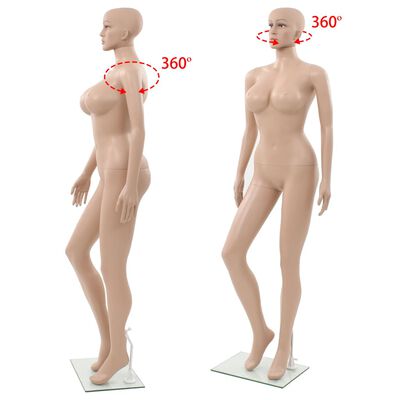 vidaXL Seksi ženska lutka za izlog sa staklenim postoljem bež 180 cm