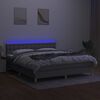 vidaXL Krevet box spring s madracem LED svjetlosivi 160x200 cm tkanina